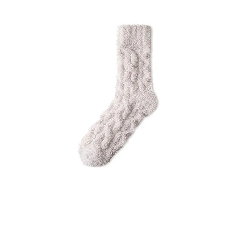 Coral Velvet For Male Home Room Socks Couple Style Milky White