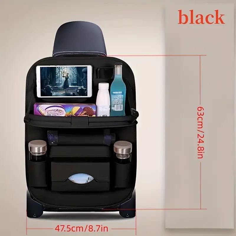 Premium All-in-One Car Back Seat Organizer with Foldable Table & Laptop Station