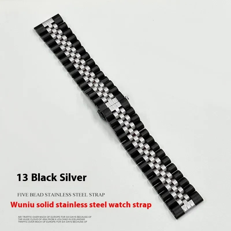 Five-bead Cow Ring Solid Stainless Steel Strap