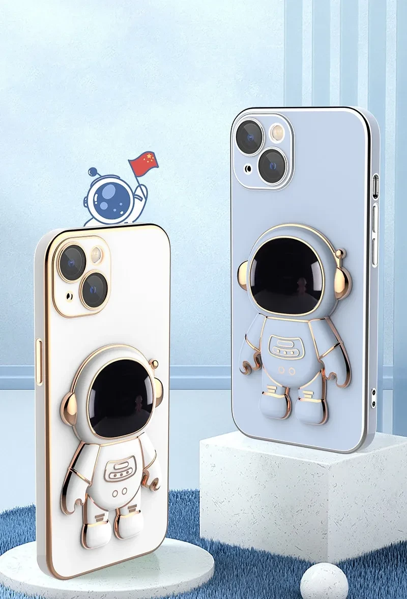 3D Astronaut Phone Case Anti-Drop Electroplating Bracket