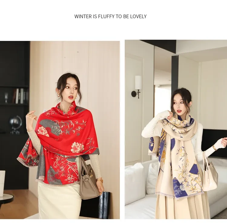 Age-reducing Yellow Cashmere-like Thick Warm Scarf