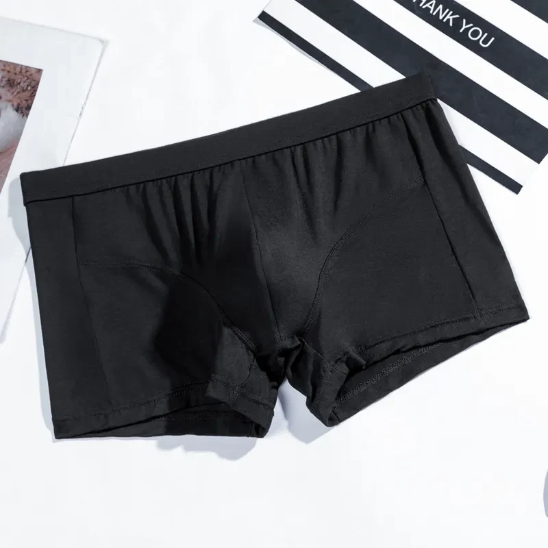 Men's Underwear Solid Color Boxers Breathable U Convex Black