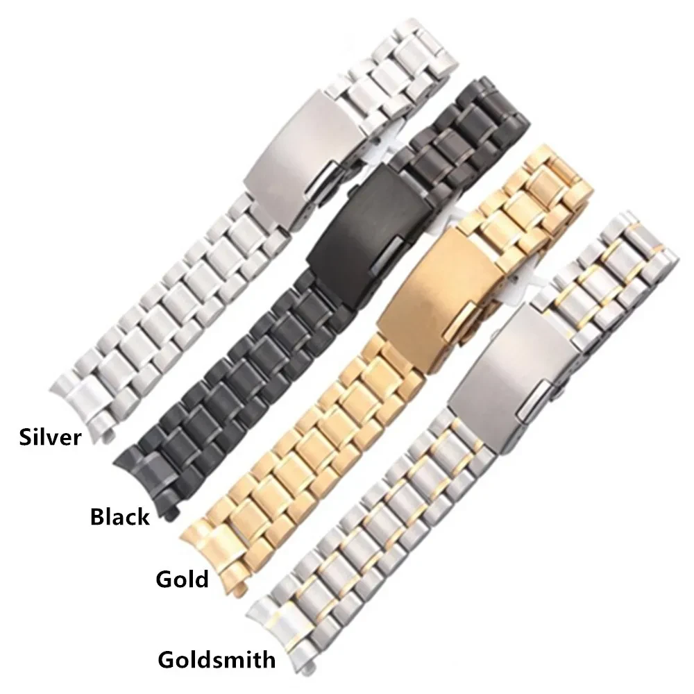 Solid stainless steel with elbow strap gold black strap