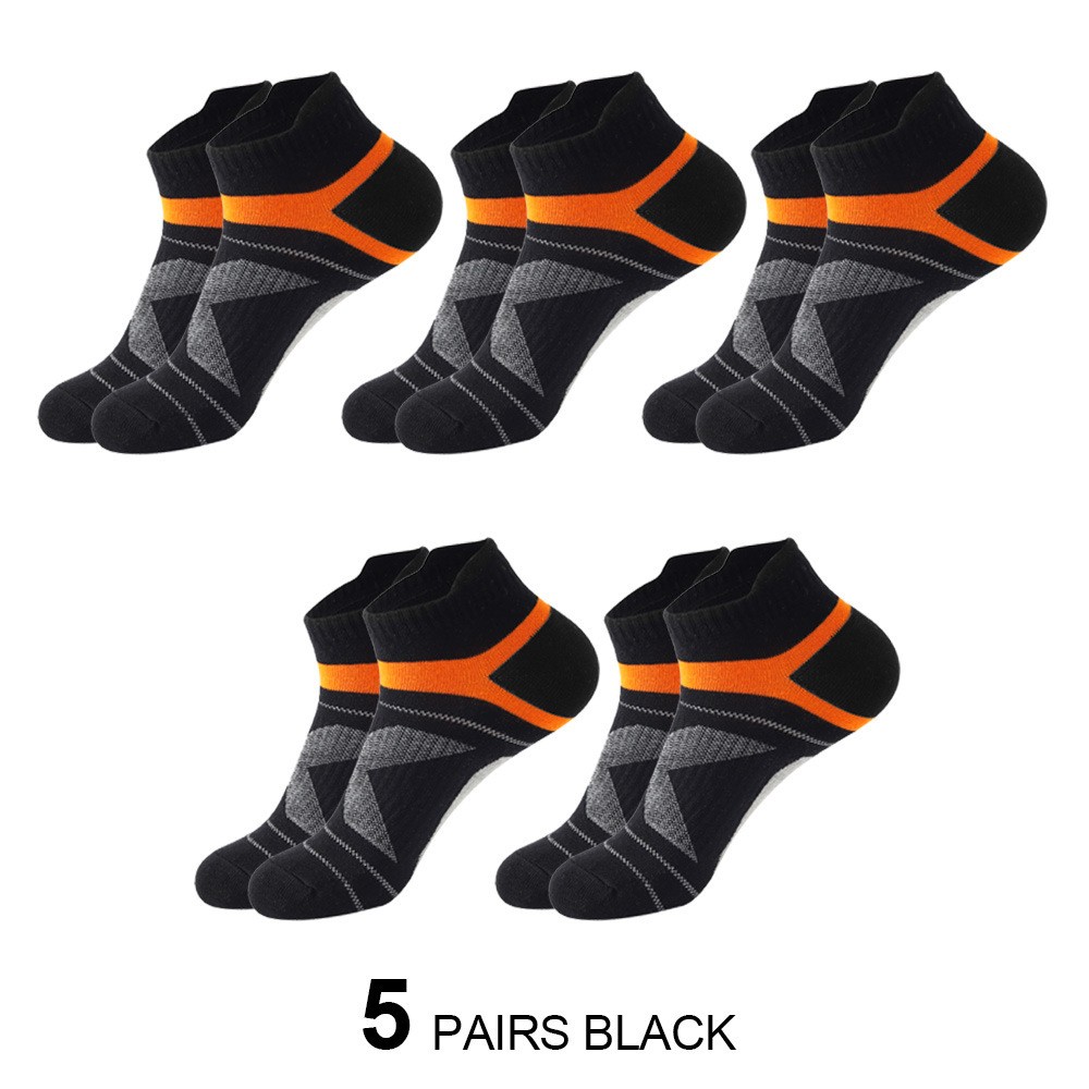 Men's Summer Thin Fashion Color Matching Socks 5 Pairs Black