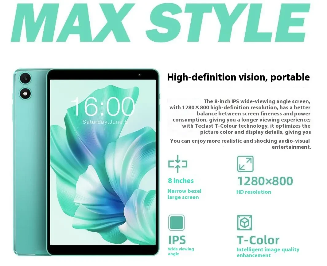 Android 13 Tablet 8-inch HD Eight-core Student 4GB 64GB