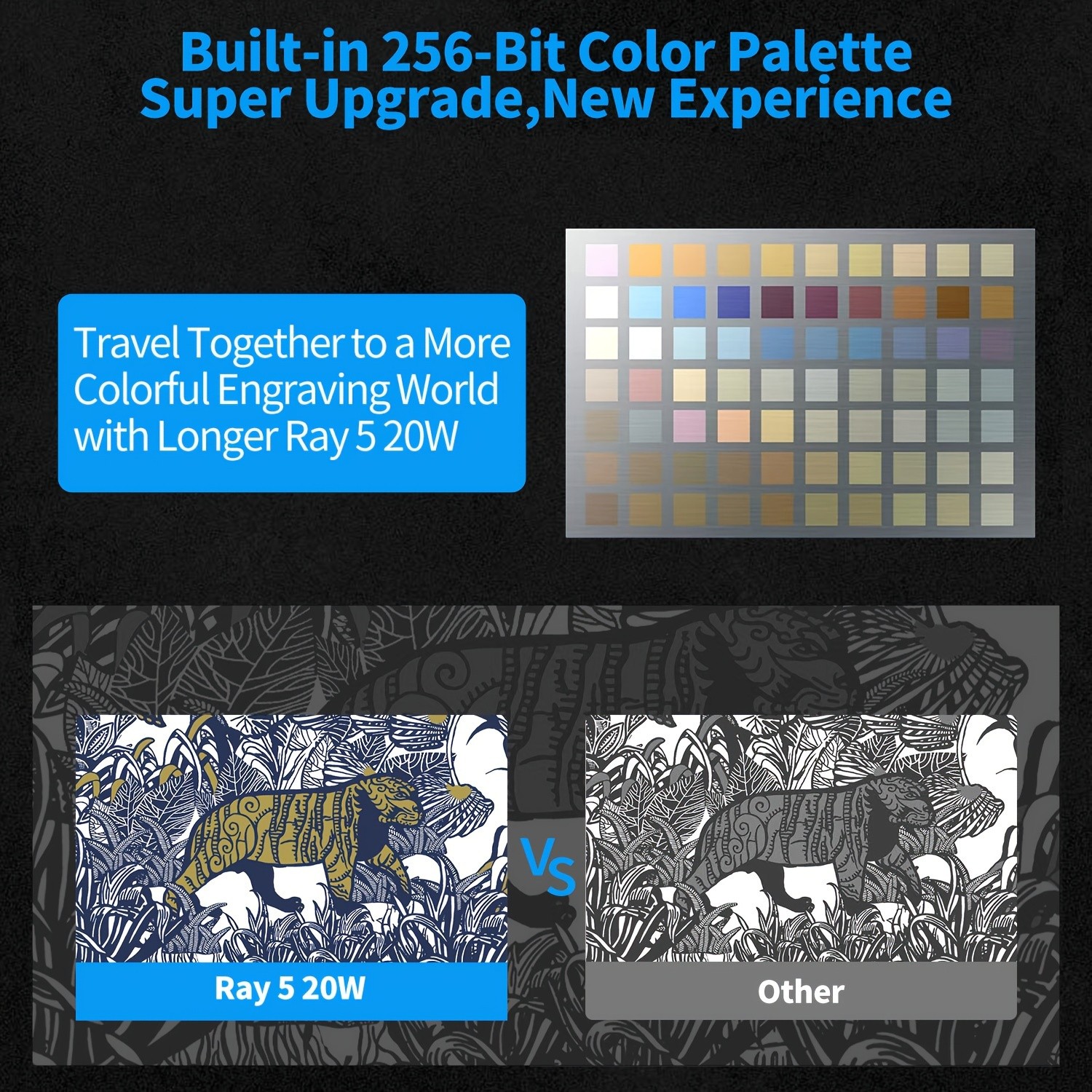 Longer RAY5 Laser Engraver 20000mW Output Power, 3.5" Touch Screen, APP Offline Control, DIY Engraver Tool for Metal, Glass, Wood, Engraving Area 15.75"x14.37"