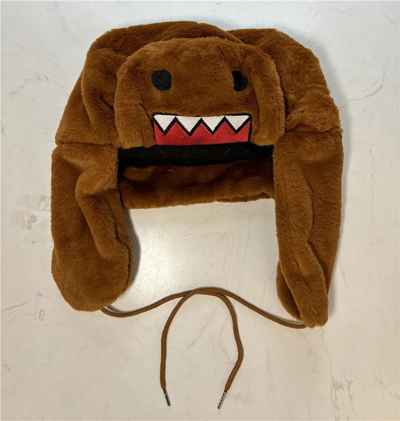Domo Kun Plush Hat Ushanka  Cute Winter Hat for Men and Women
