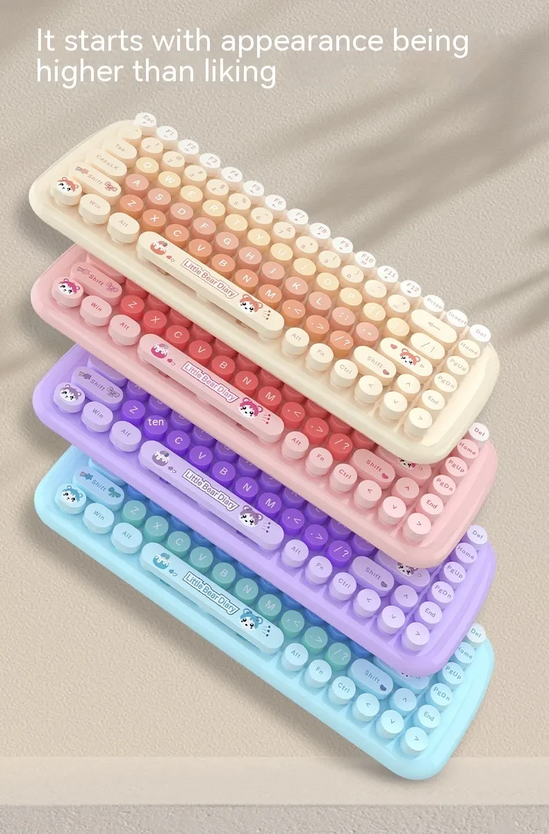 Pink Mini Cute Cartoon Wireless Keyboard And Mouse Set