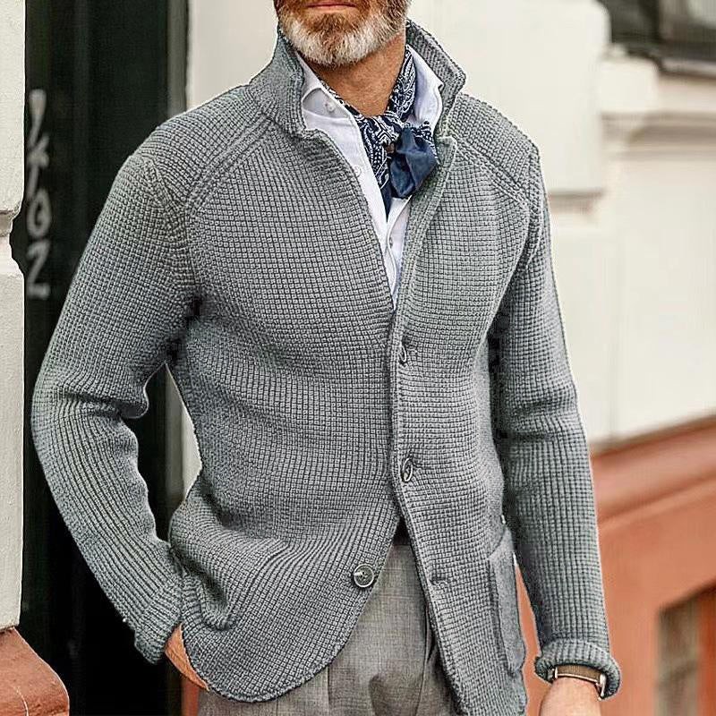 Men's Casual Stand Collar Knit Blazer