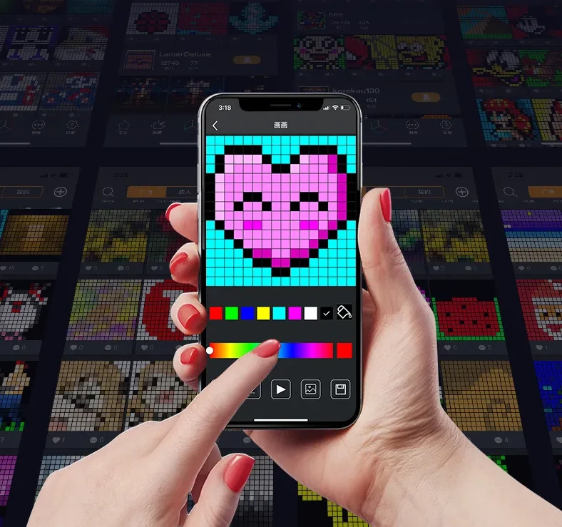 Bluetooth Photo Frame Colorful Led Light Pollution Lamp Screen Clock Display Wall