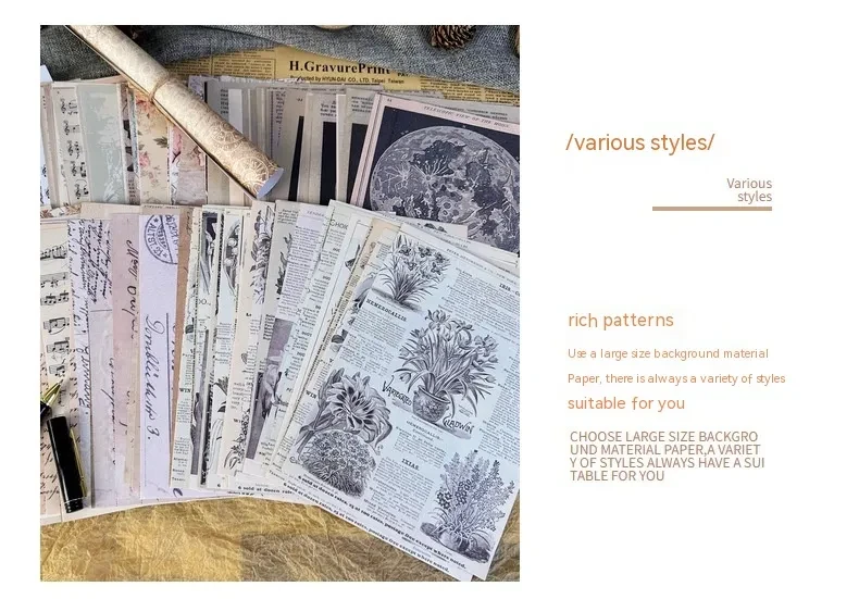 30 Pieces Diary Newspaper Decoration Scrapbook Material Paper