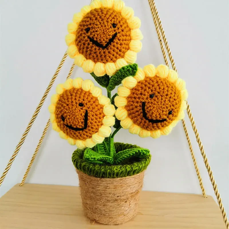Handmade Sunflower and Rose Plush Plant