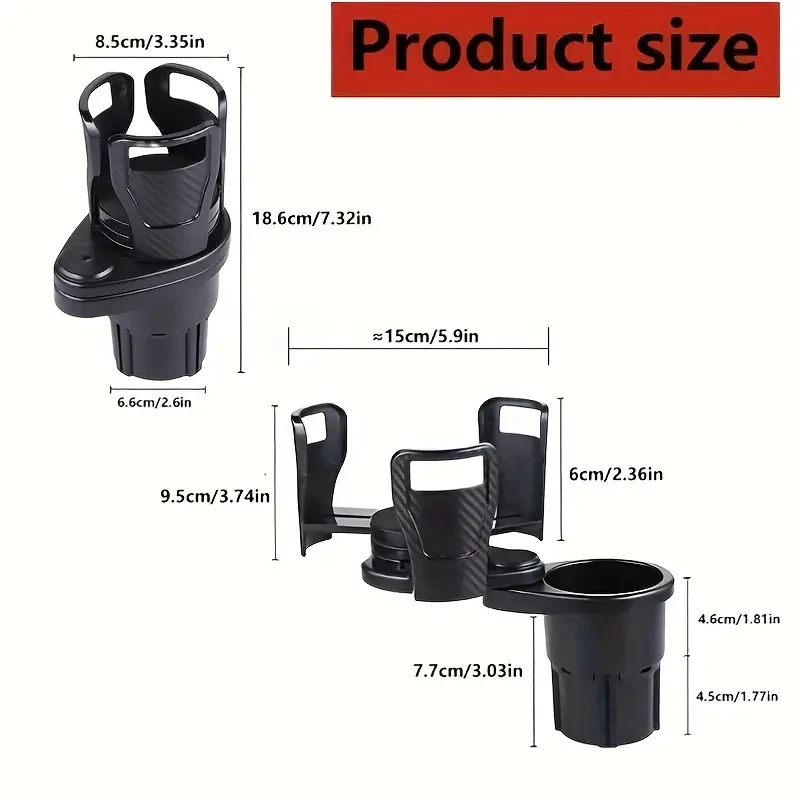 Adjustable Car Cup Holder Expander - Dual Cup Holder with Phone Holder and Aromatherapy Organizer