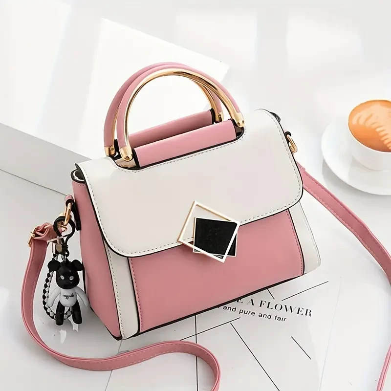 Trendy Colorblock Square Shoulder Bag