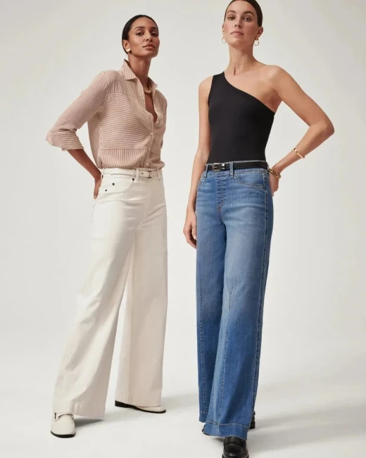 Seamed Front Wide Leg Jeans