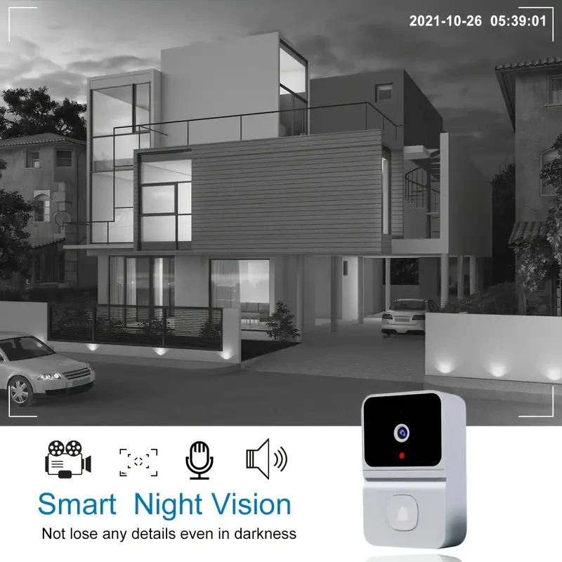Smart WiFi Doorbell with Built-in Battery - Wireless Video Intercom, HD Night Vision, 2-Way Audio
