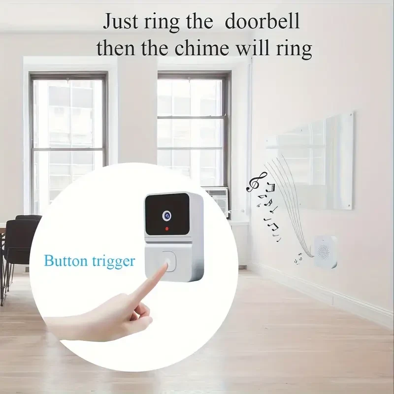 Smart WiFi Doorbell with Built-in Battery - Wireless Video Intercom, HD Night Vision, 2-Way Audio