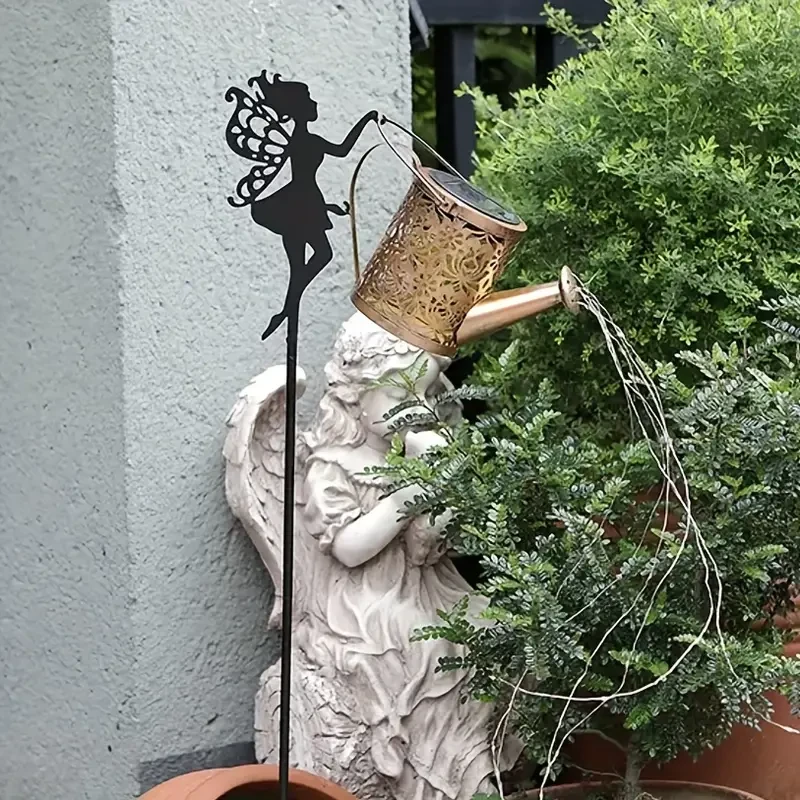 Solar Fairy Watering Can Path Lights - Cascading Solar Garden Decor with Detachable Lamp