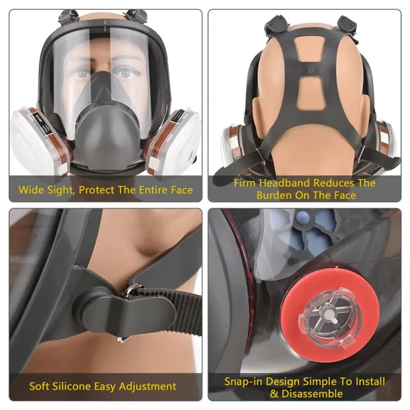 6800 Full Face Respirator Mask - 15-in-1 Chemical, Paint, and Vapor Protection Set