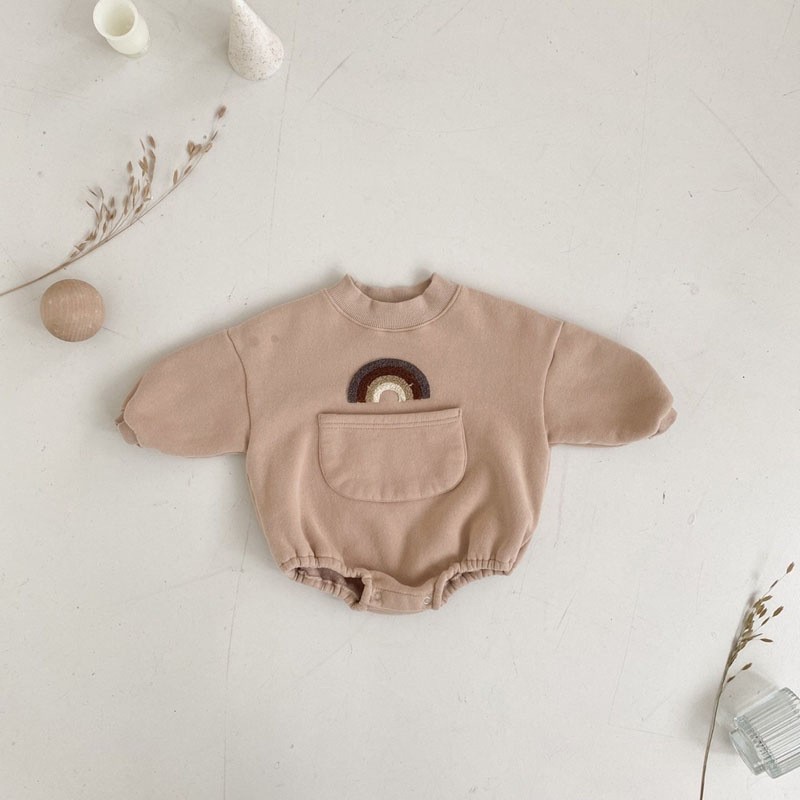 Chic Neutral-Toned Rainbow Sweatshirt for Toddlers
