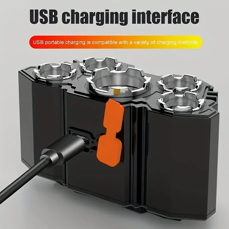 1PC 5 LED Rechargeable Headlamp - Waterproof USB Head Flashlight