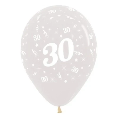 Balloons Age 30 Jewel Crystal Clear  - Pack of 6