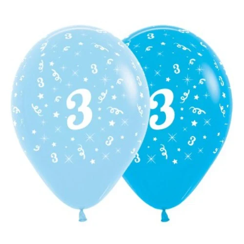 Balloons Age 3 Blue - Pack of 6