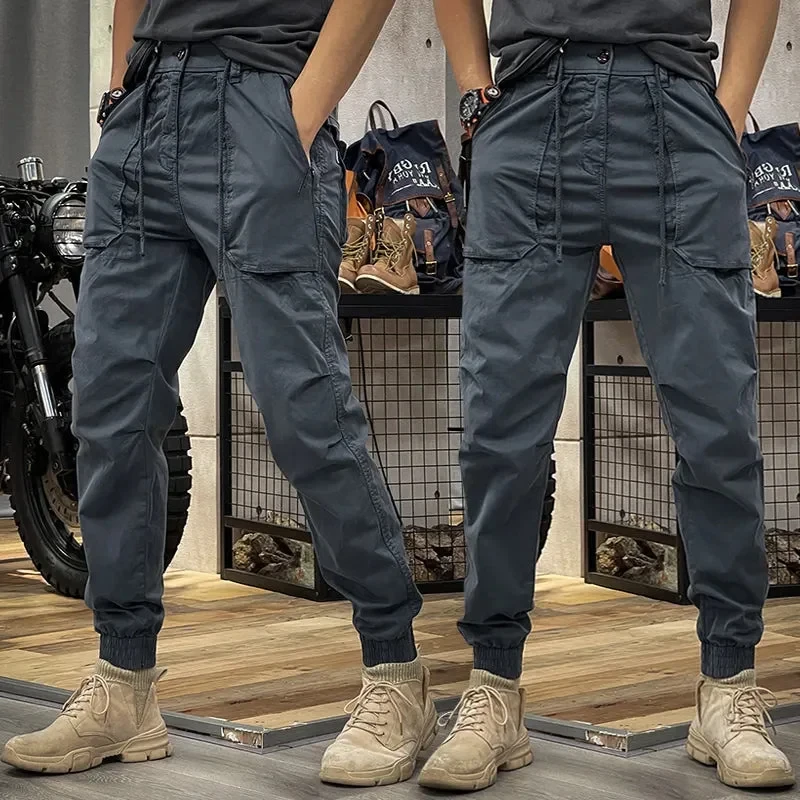 2023 Spring Men's Slim Cargo Biker Pants