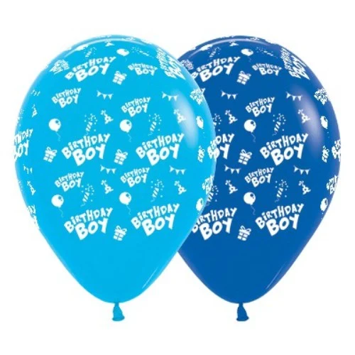 30cm Birthday Boy  Blue & Royal Blue - Pack of 6
