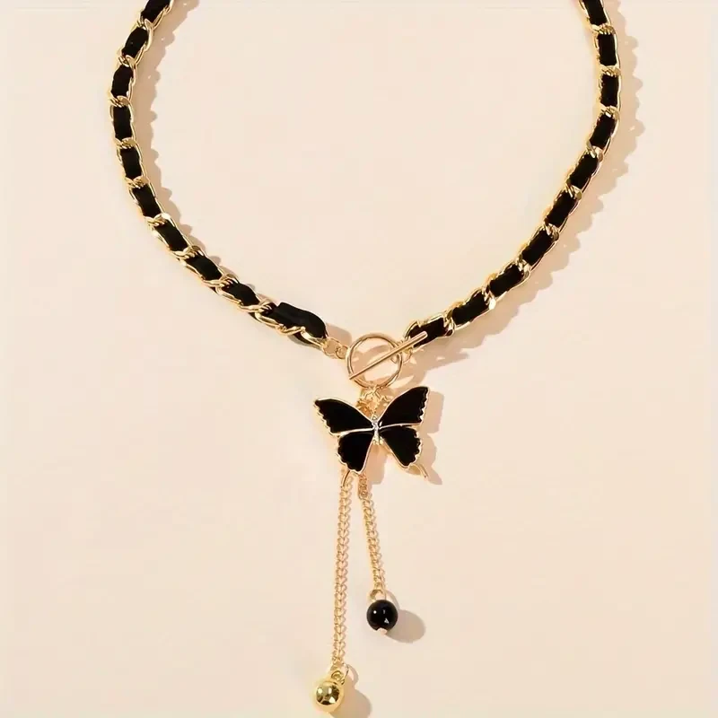 Black Chain Pendant Necklace For Women