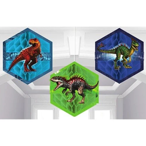 Jurassic World Honecomb Decorations Pack of 3